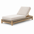 Tumbona de madera de teca y cojín de poliéster beige