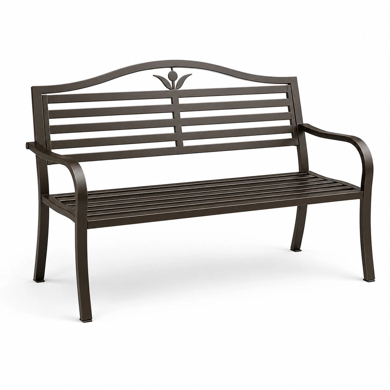 Banco de acero marrón 125x60x85 cm para exterior