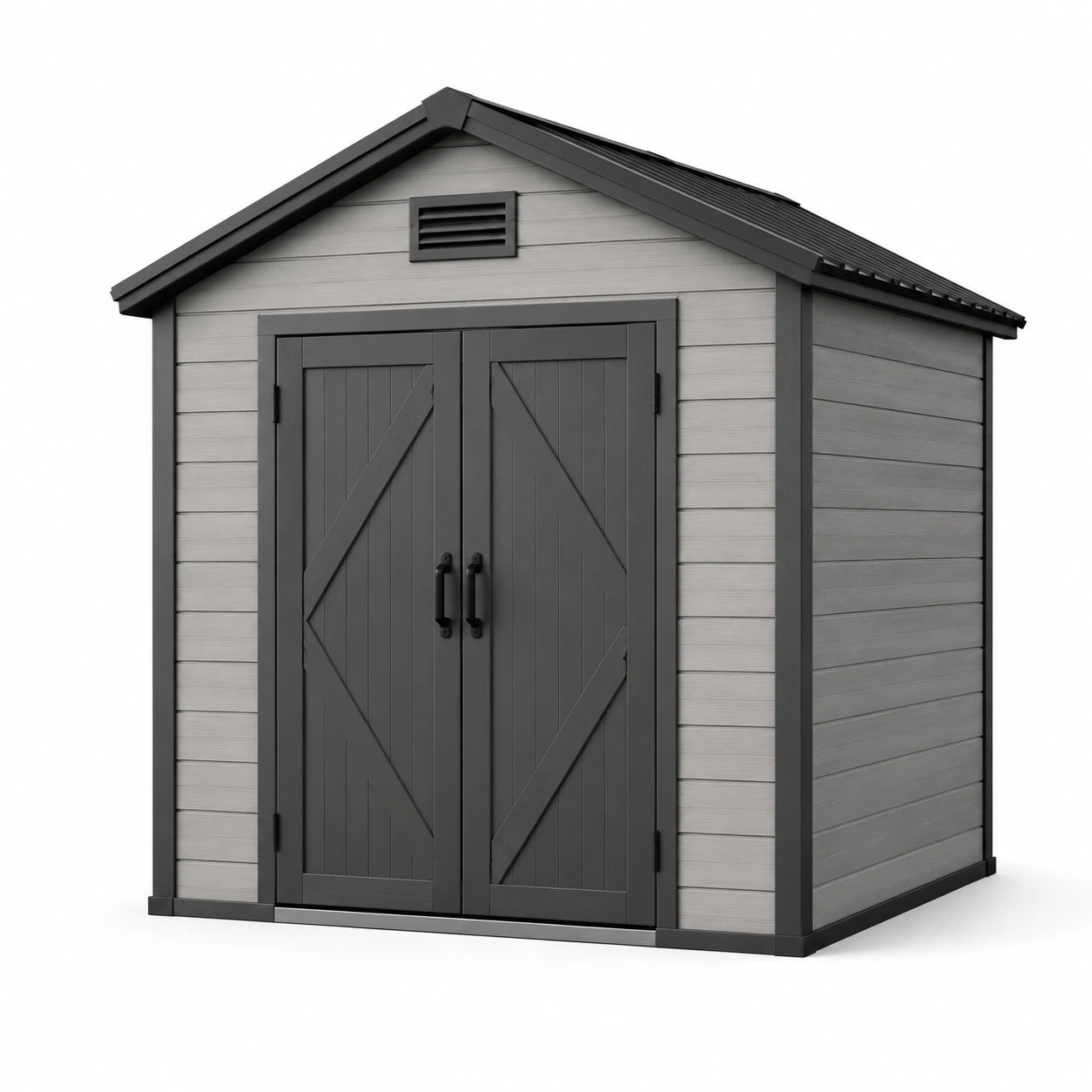 Cobertizo de jardín de resina de polipropileno gris/negro 205x185x220 cm