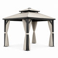 Gazebo de acero y poliéster beige 300x300 cm