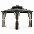 Pérgola de Aluminio con Techo de Acero y Cortinas de Poliéster 300x300 cm