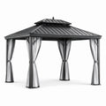 Gazebo de Metal con Techo Galvanizado 3x4m y Cortinas de Poliéster