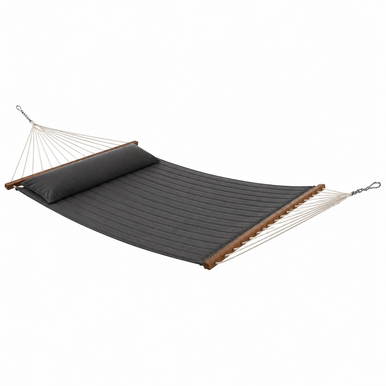 Hamaca de Algodón con Estructura de Madera Gris 200x150 cm
