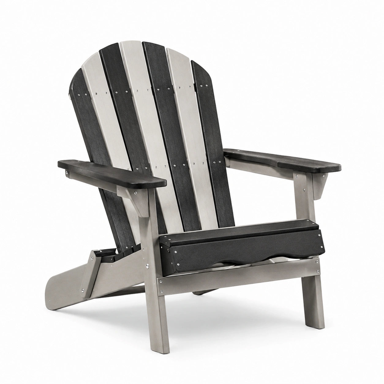 Silla Adirondack de Madera Plástica Negro y Gris